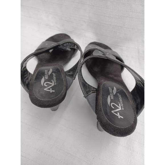 A2 by Aerosoles Heelrest Powssibility Black Studded Heel Sandal Slip On Sz. 8m - Picture 3 of 6
